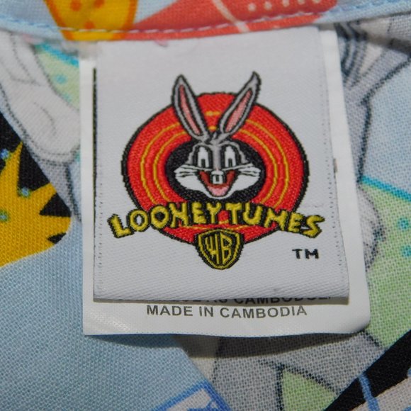 Looney Tunes Womens XL Scrub Top Shirt Band Aids Taz Bugs Bunny Tweety Daffy - Picture 2 of 14